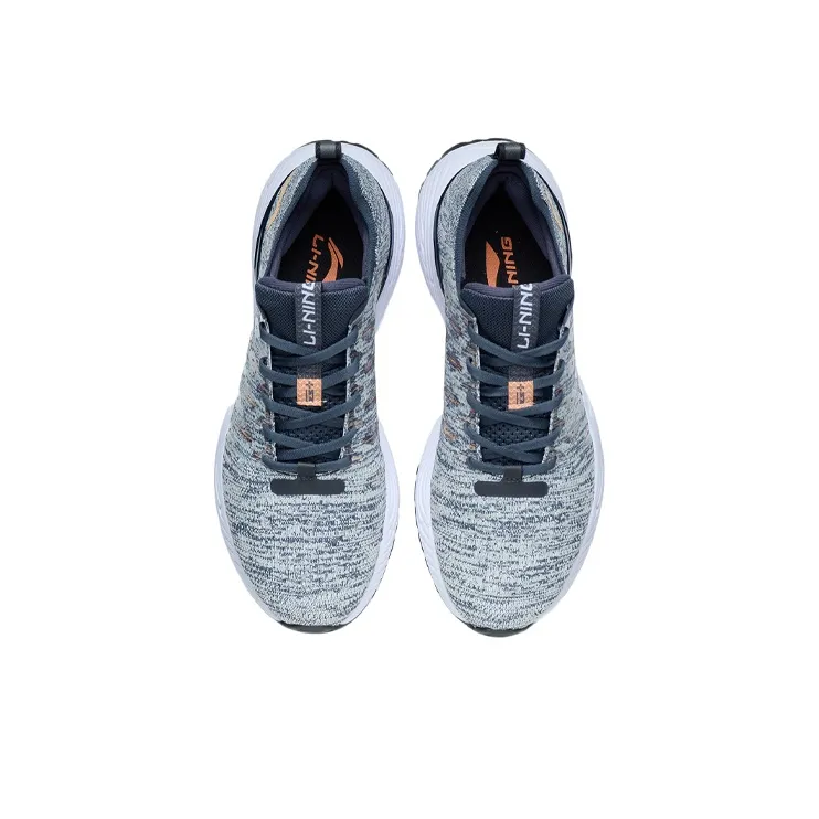 LiNing Soft Cushioned Anti Slip Wear Resistant Breathable Lightweight Low Top Casual Shoes Men's Ink Water Gray-3