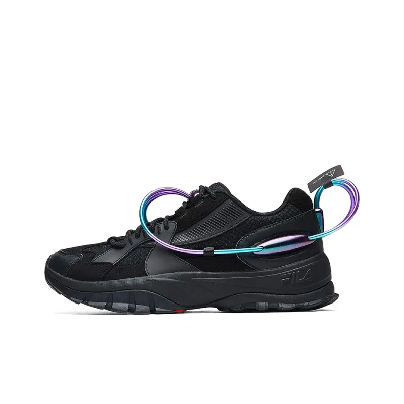 FILA FUSION Hit 3000 Cushioning Anti Slip And Wear Resistant Low Top Casual Shoes Men's Black-0