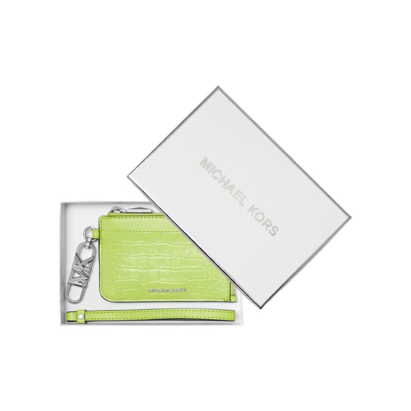 MICHAEL KORS Leather Card Holder Small Size Women's Lime-3