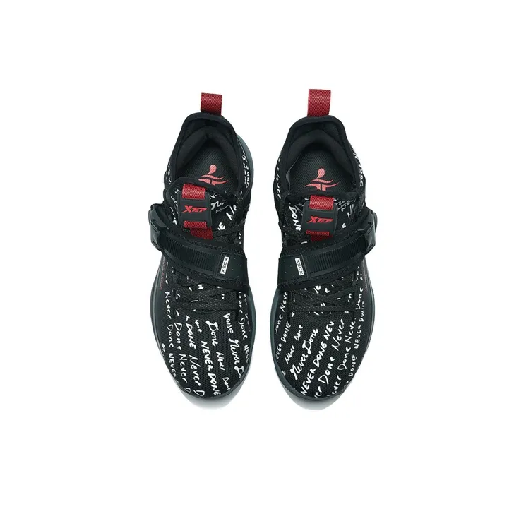 XTEP Anti Slip And Wear Resistant Breathable Low Top Sports Casual Shoes Men's Black White-2