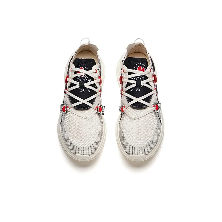 Keith Haring x Anta Zero Dimension Non-slip Wear-resistant Shock Absorption Low-Top Casual Shoes Women's White Red-2