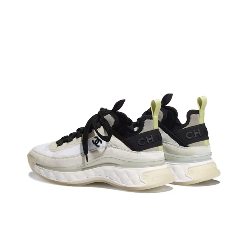 CHANEL Women's Velvet Calfskin & Mixed Fibers Sneaker 'White Yellow' Women's-3