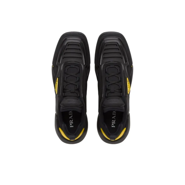 PRADA Techno Stretch Low-Top Sports Casual Shoes Men's Black Gold-4