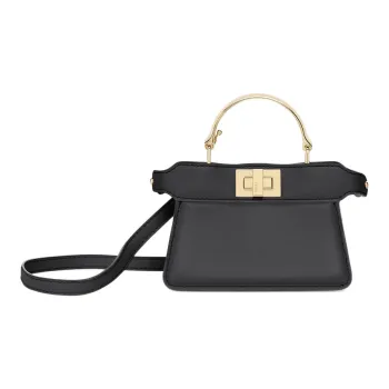 FENDI Peekaboo Nappa Leather Shoulder Bag Crossbody Bag Handbag Extra Mini Women's Black
