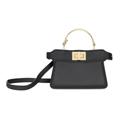 FENDI Peekaboo Nappa Leather Shoulder Bag, Crossbody Bag, Handbag Extra Mini Women's Black