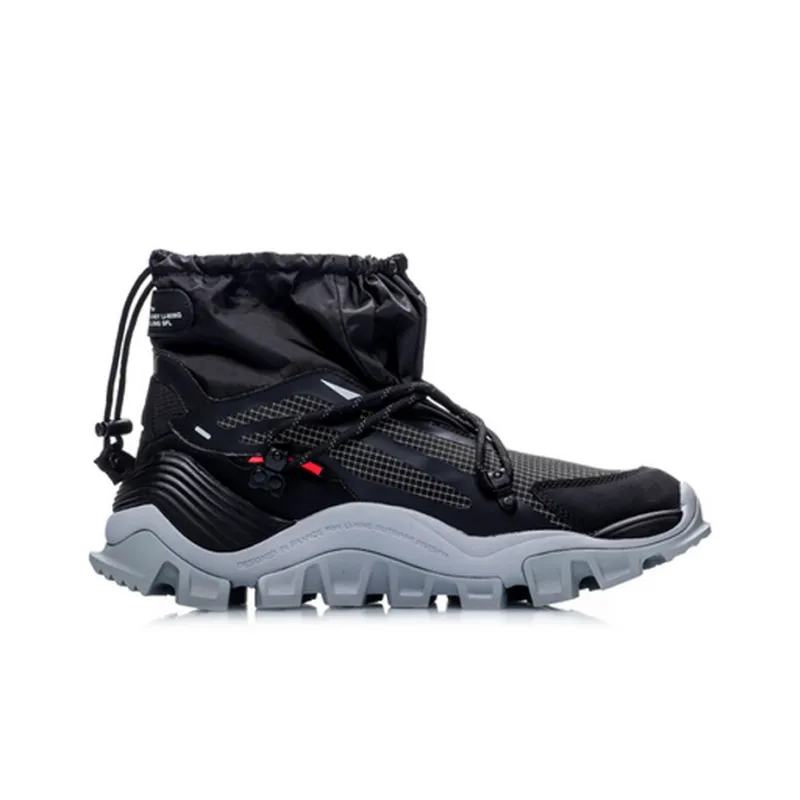 LiNing Aurora Mountain Travel Anti Slip Wear Resistant And Coverage Warm High Top Casual Shoes Men's Black-1