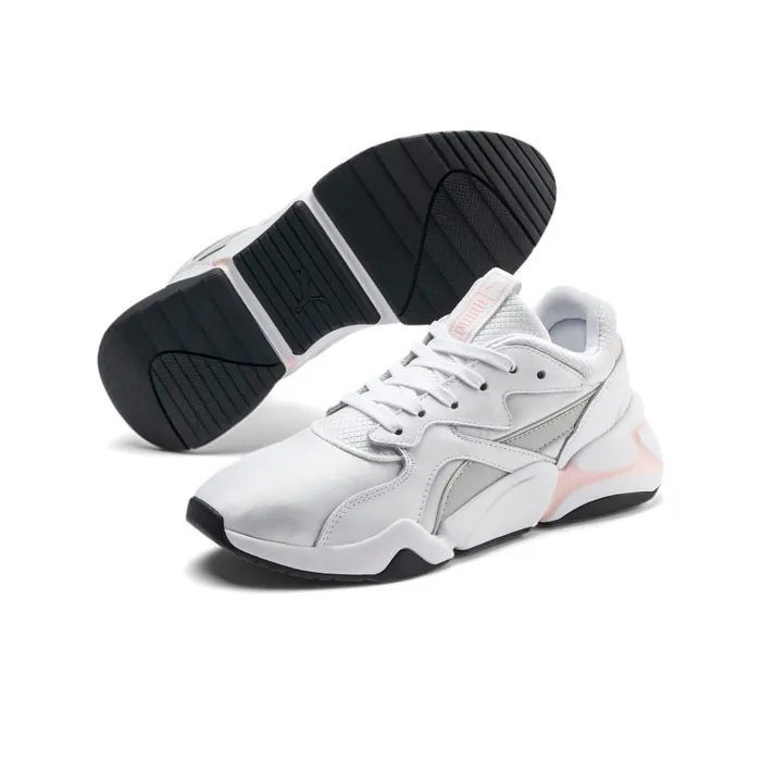 PUMA Nova Gleam Slip-Resistant Cushioning Lightweight Low-Top Casual Shoes Women's Gray Pink White-4
