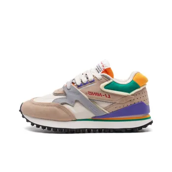 LiNing 001 Innocence Non slip Lightweight Low Top Sports Casual Shoes Men's Apricot White/Green