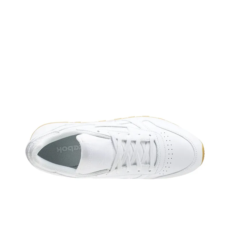 Reebok Classic Leather Metallic Diamond Sneakers White Gum Women's-4