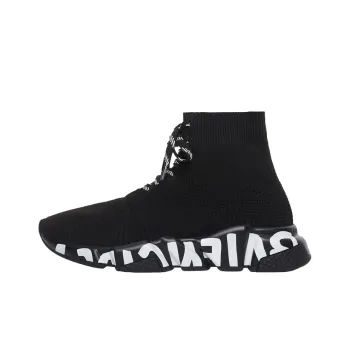 Balenciaga Speed Lace Up Graffiti Black White Women's