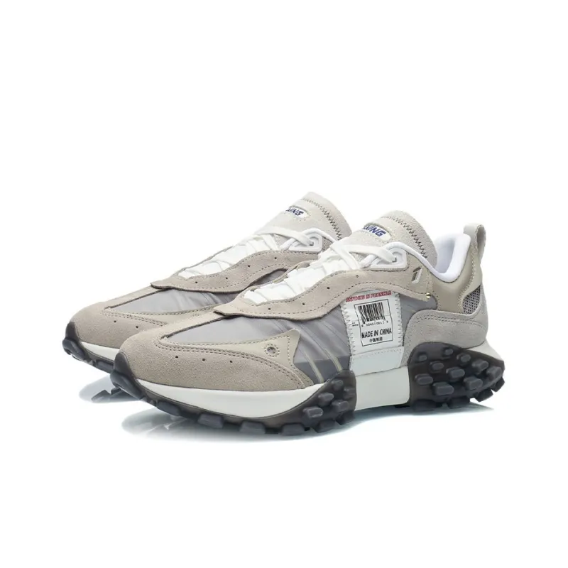 LiNing OVERLOAD Cushioned Anti Slip And Wear Resistant Lightweight Low Top Sports Casual Shoes Men's Deer Leather Brown-2