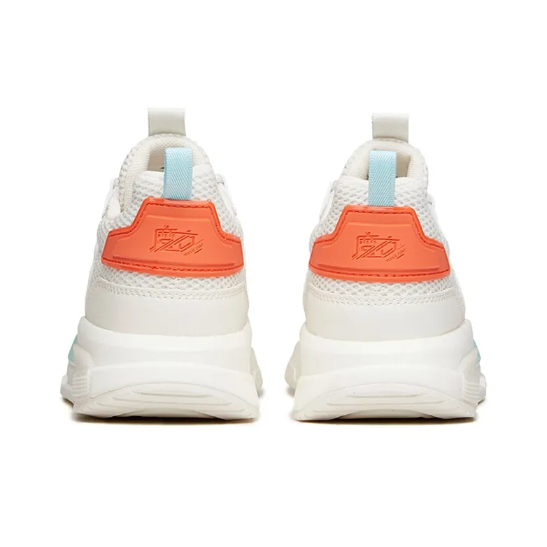 Anta Anti Slip Wear Resistant Cushioning Breathable Low Top Casual Shoes Women's White Blue Orange Multicolor-3
