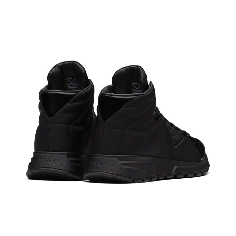 PRADA Prax 01 High Top Re Nylon And Brushed Leather Black-2