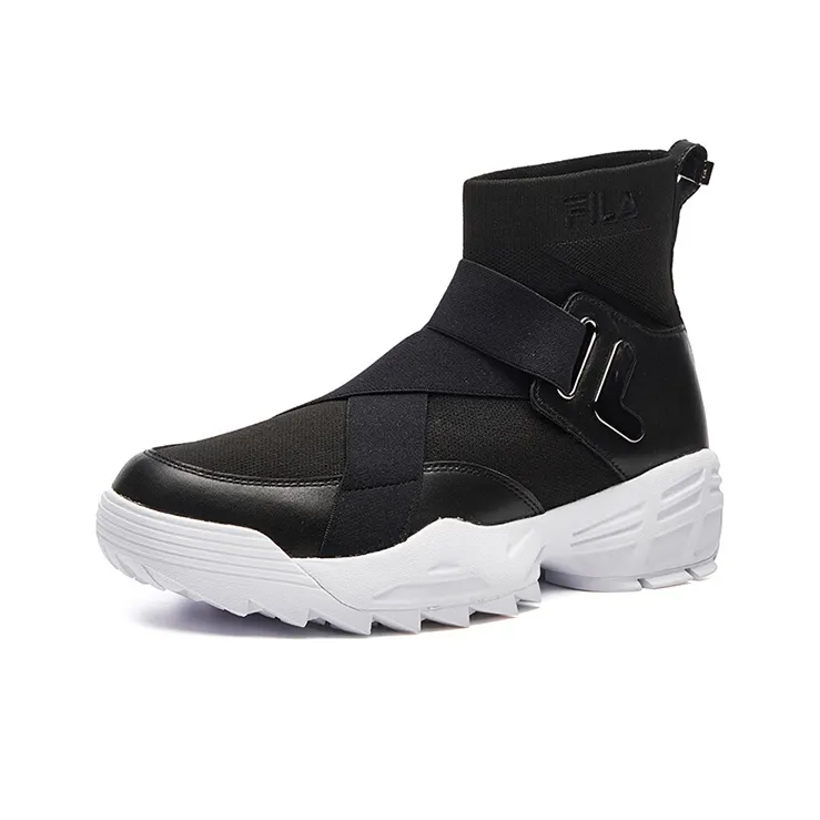 FILA Disruptor Stretch-Fabric Cushioning Anti-Slip Wear-Resistant Breathability High-Top Athletic Shoes Women's Black-2