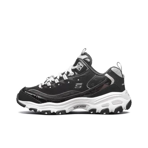 Skechers D'Lites Running Shoes Black/White/Gray Women's
