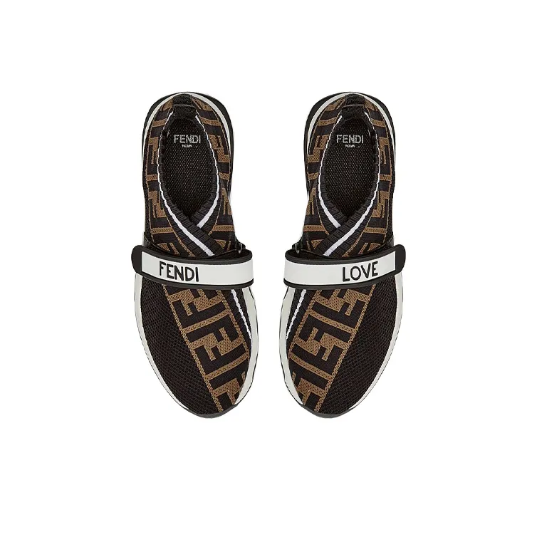 FENDI Women's FF Motif Rockoko Sneaker 'Black Brown'-3