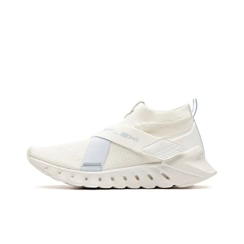 Anta Running Collection Cushioned Wear-Resistant Lightweight Breathable Mid-Top Casual Shoes Women's White Blue-0