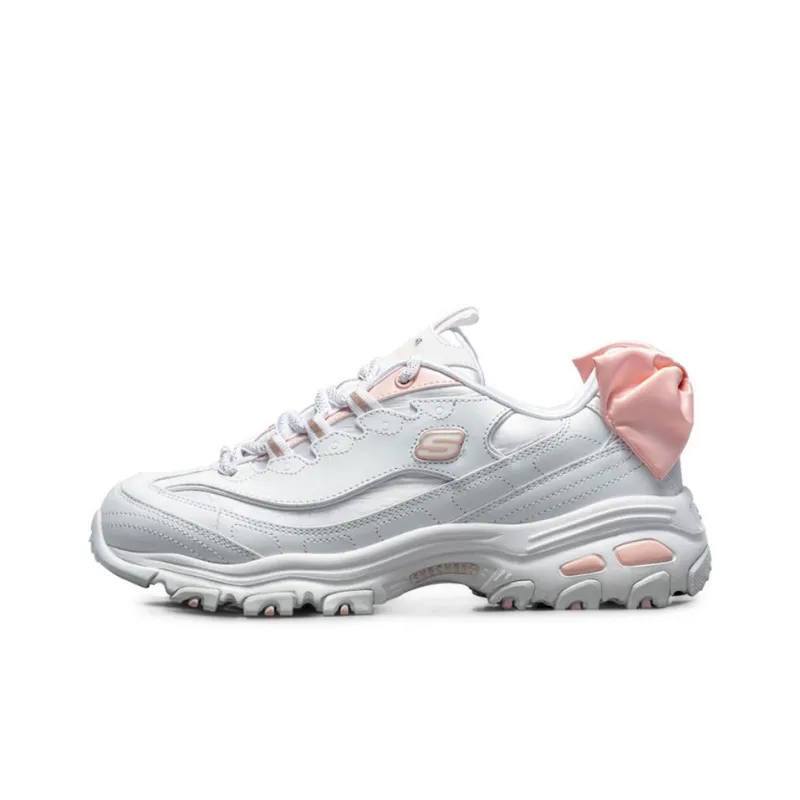 Skechers D'LITES 1.0 Anti Slip Wear Resistant Low Top Casual Shoes Women's Pink White-0