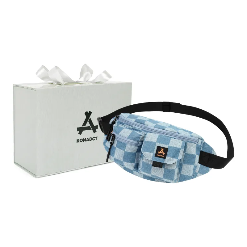 KONADCT Nylon Shoulder Bag, Fanny Pack, Crossbody Bag, Sling Bag Unisex Black/White-18