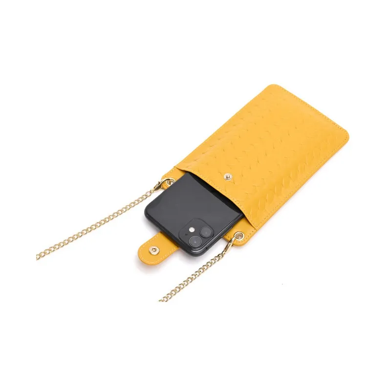 HAWA PU Crossbody Bag Chain With Cell Phone Pouch Small Size Women's Yellow/Red/Blue/Black/Pink/Dry Red/Apricot-8