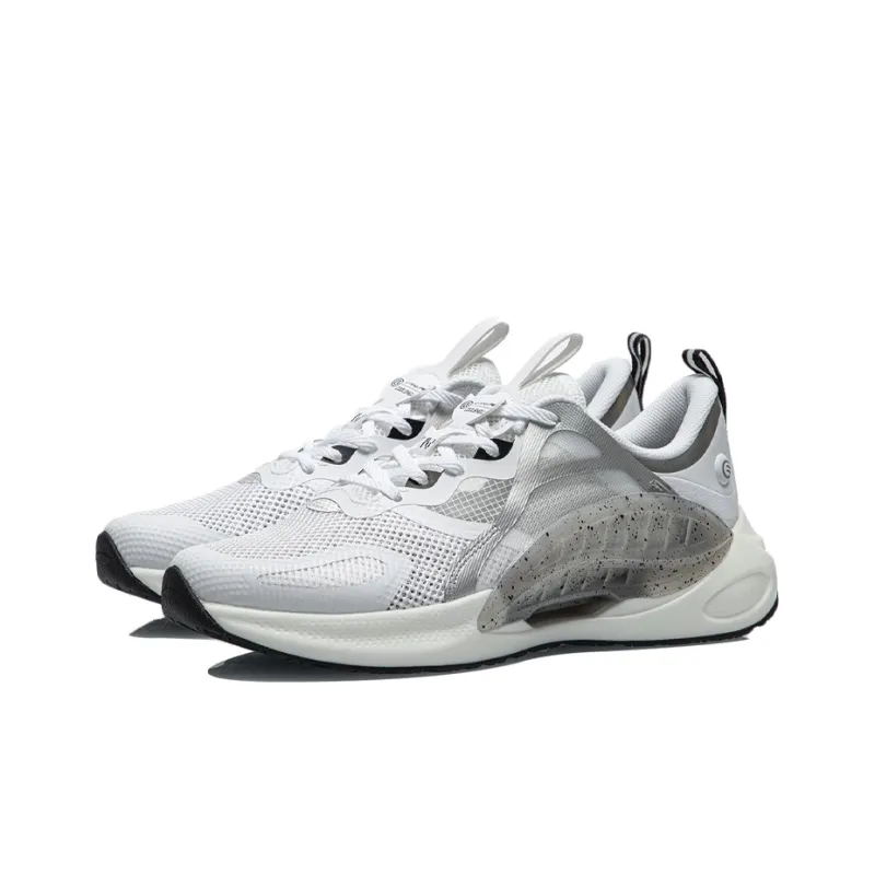LiNing Comet Cushioned Anti Slip Wear Resistant Breathable Lightweight Low Top Sports Casual Shoes Men's White Gray-2