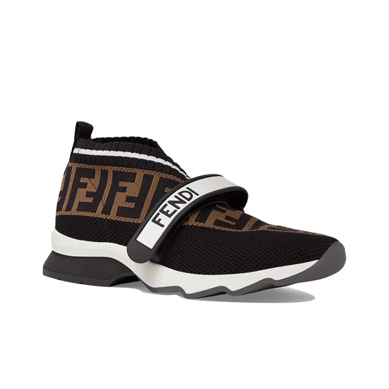 FENDI Women's FF Motif Rockoko Sneaker 'Black Brown'-2