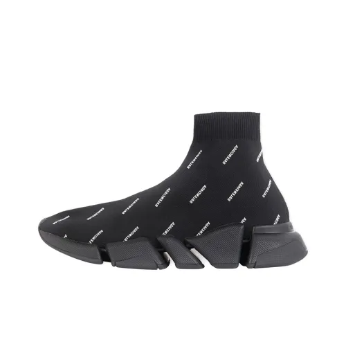 Balenciaga Speed Trainer 2.0 All Over Logo Black White Women's