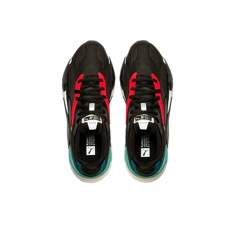PUMA Rs-x3 Puzzle Cushioned Slip-Resistant Breathable Low-Top Casual Shoes Unisex Black White Green-3