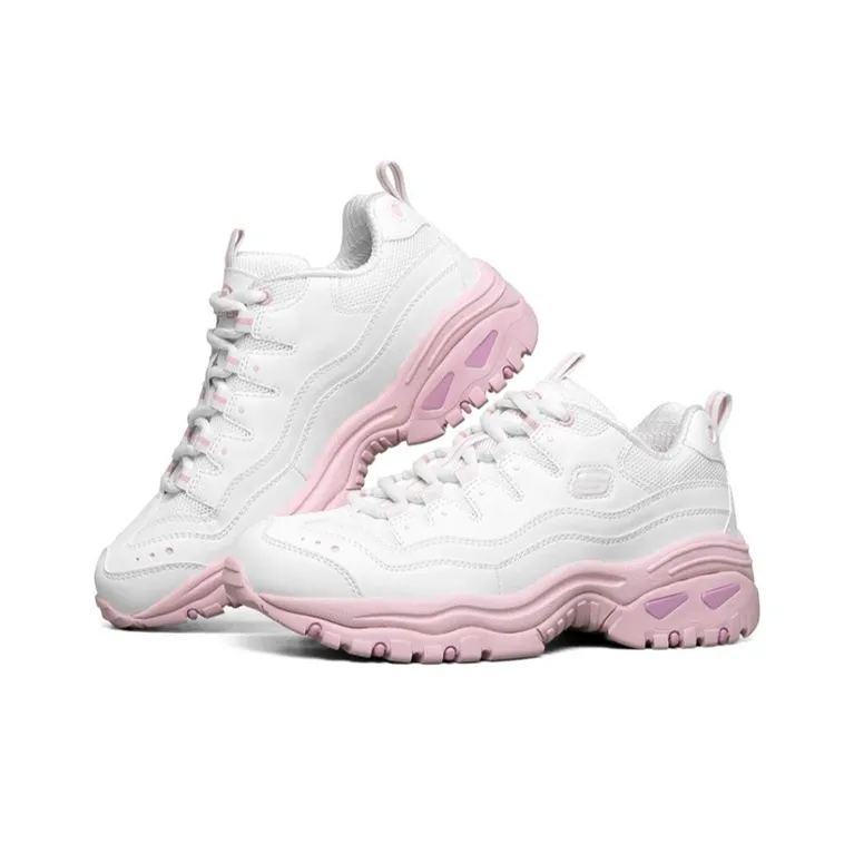 Skechers Energy Cushioned Wear Resistant Breathable Low Top Casual Shoes Women's White Pink-2