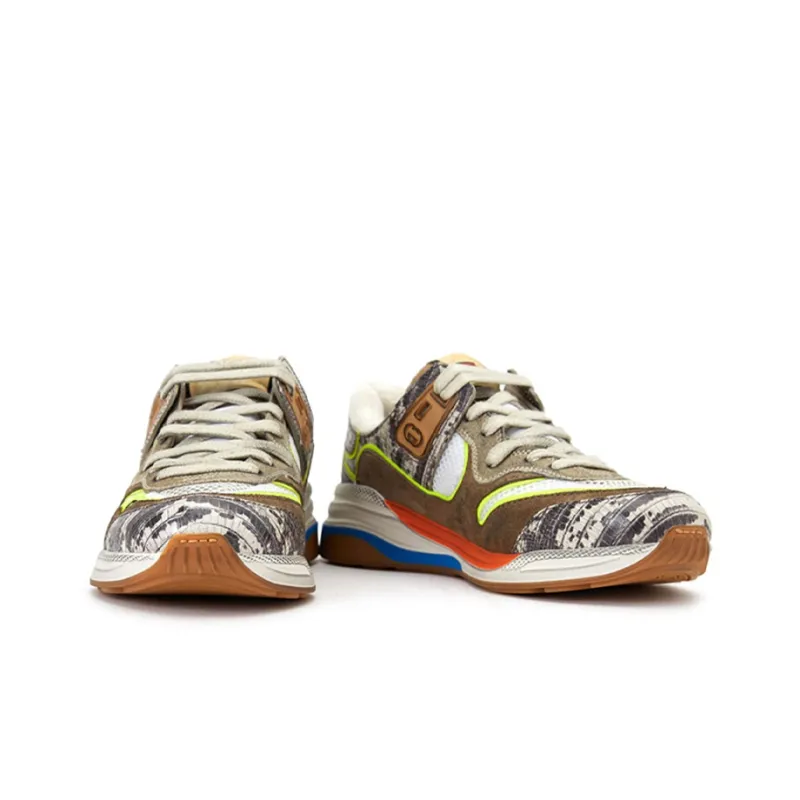 GUCCI Ultrapace Low Top Casual Shoes Women's Brown Yellow-4
