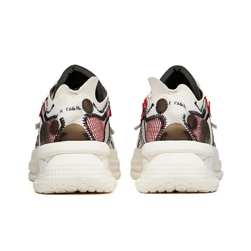 Keith Haring x Anta Zero Dimension Non-slip Wear-resistant Shock Absorption Low-Top Casual Shoes Women's White Red-3