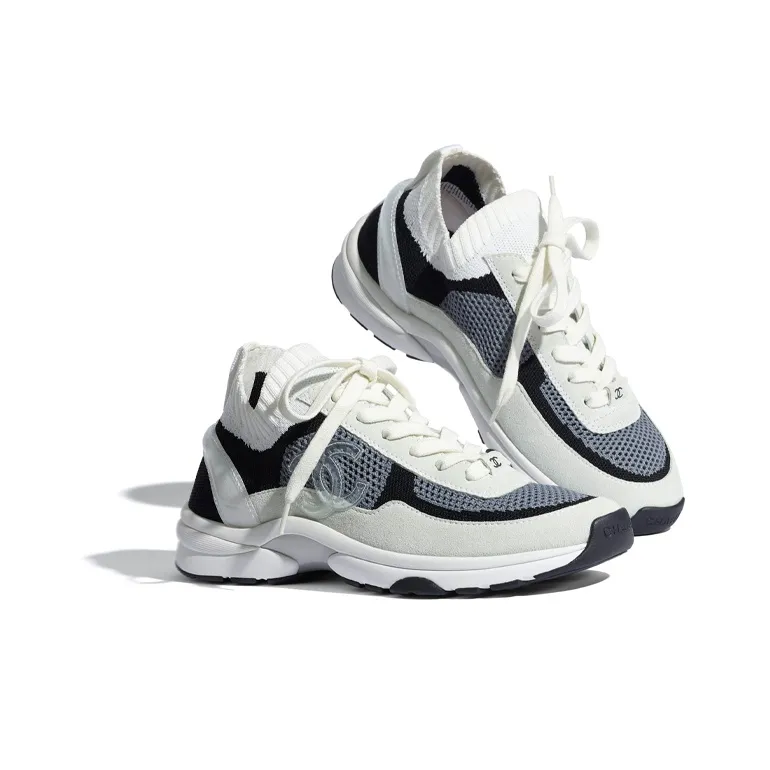 CHANEL Low Top Trainer Cc Black Ivory Women's-4