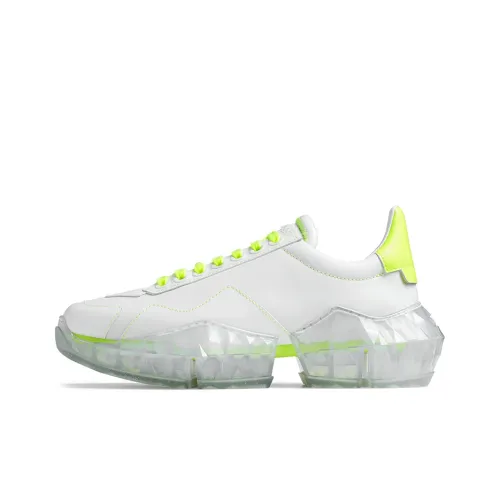 Jimmy Choo Yk Diamond/F Lightweight Low Top Casual Shoes Women's Neon Yellow
