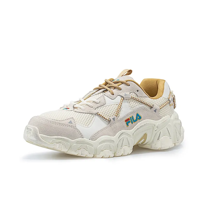 FILA FUSION Fluid Fluid Cushioning Anti Slip And Wear Resistant Low Top Casual Shoes Women's Gray White Yellow-1