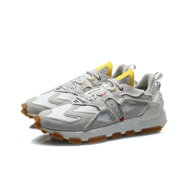 LiNing CF Tracing Anti Slip And Wear Resistant Lightweight Balance Low Top Sports Casual Shoes Men's White Gray-2
