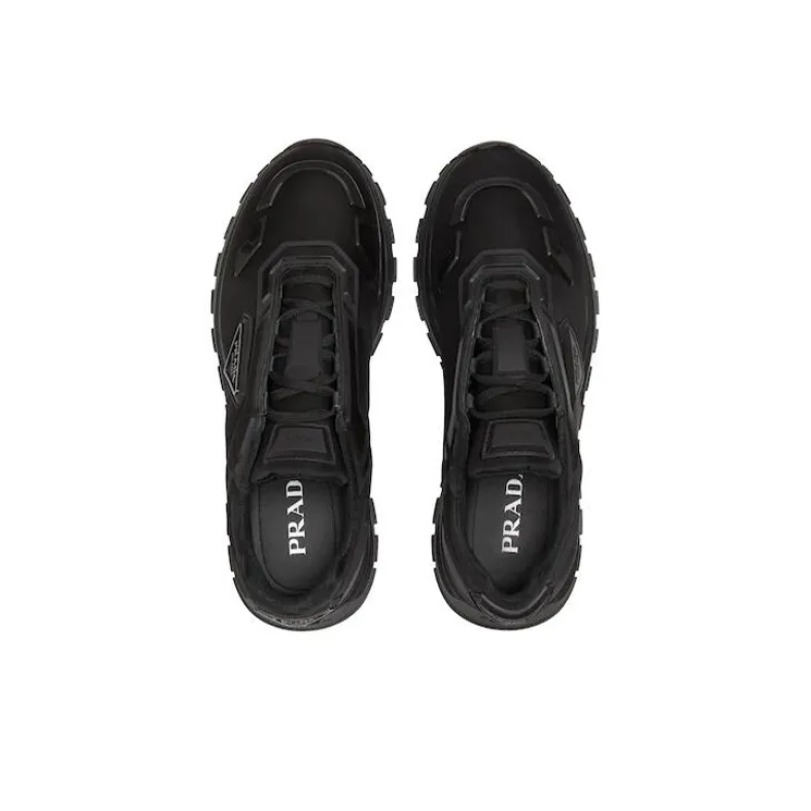PRADA PRAX 1 Anti Slip And Wear Resistant Breathable Low Top Casual Shoes Men's Black-4