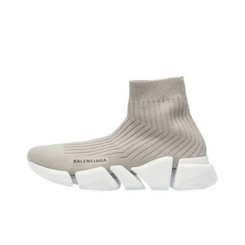 Balenciaga Speed Trainer Rib-Knit Light Gray