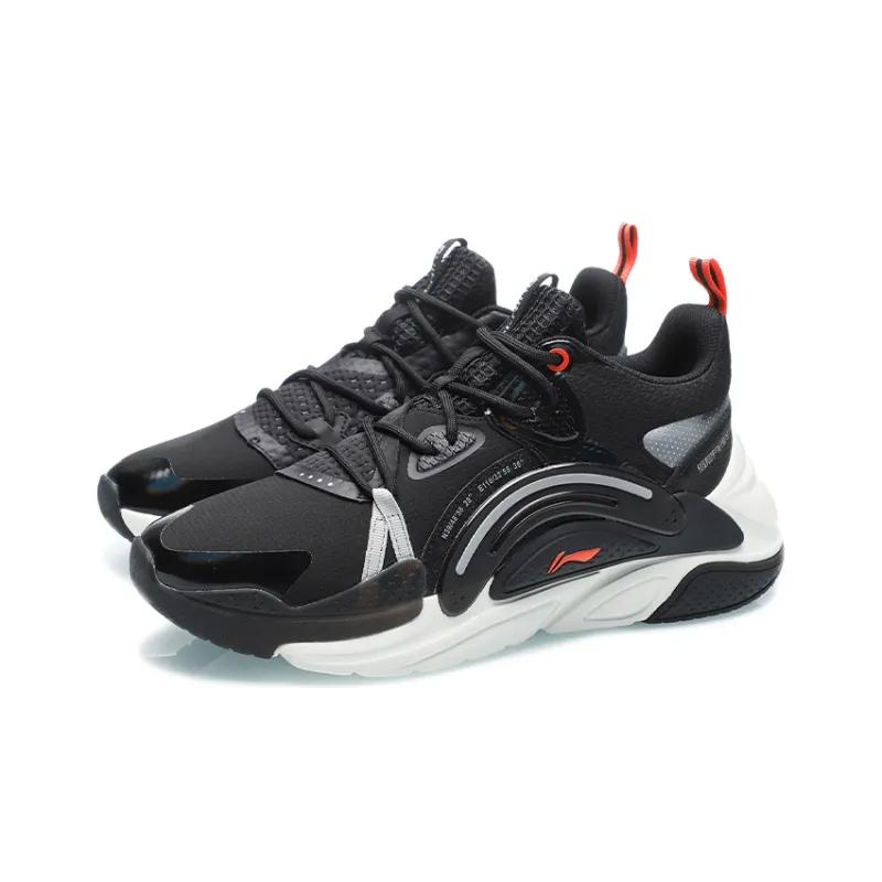 LINING Spark Casual Shoes Unisex Mid Top Black/Silver-2