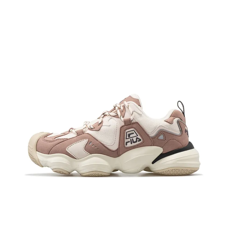 FILA FUSION Ugly Cushioning Anti-Slip Wear-Resistant Breathability Low-Top Casual Shoes Women's Deer Powder-0
