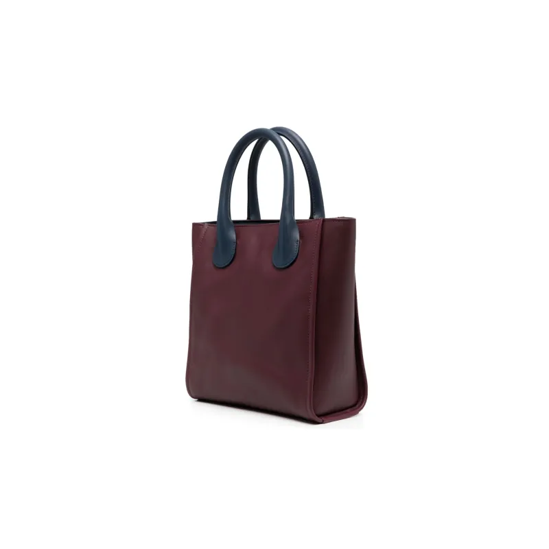 Chloe Leather Tote Bag Shopping Bag Handbag Small Size Women's Burgundy/Blue-1