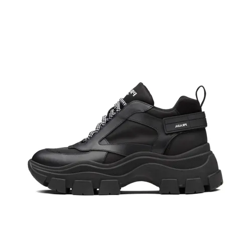 PRADA Chunky Sneakers Men Mid Top Black