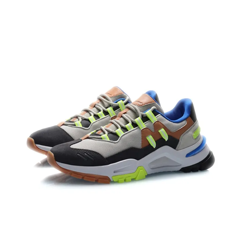 LiNing Breathable Low Top Classic Casual Shoes Men's Seed Yellow Gray-2