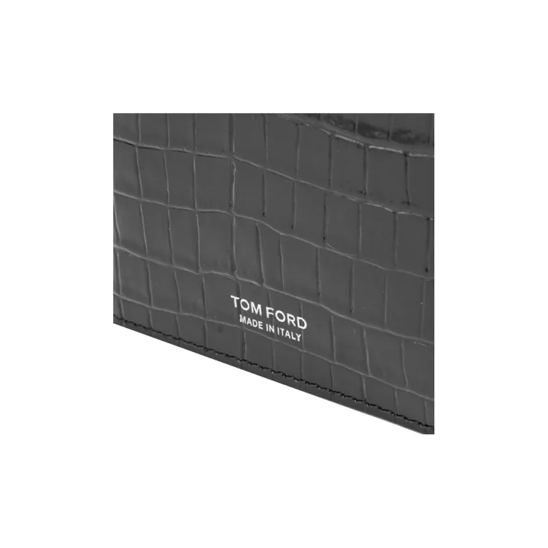 TF Crocodile Pattern Leather Wallet Men's Black-5