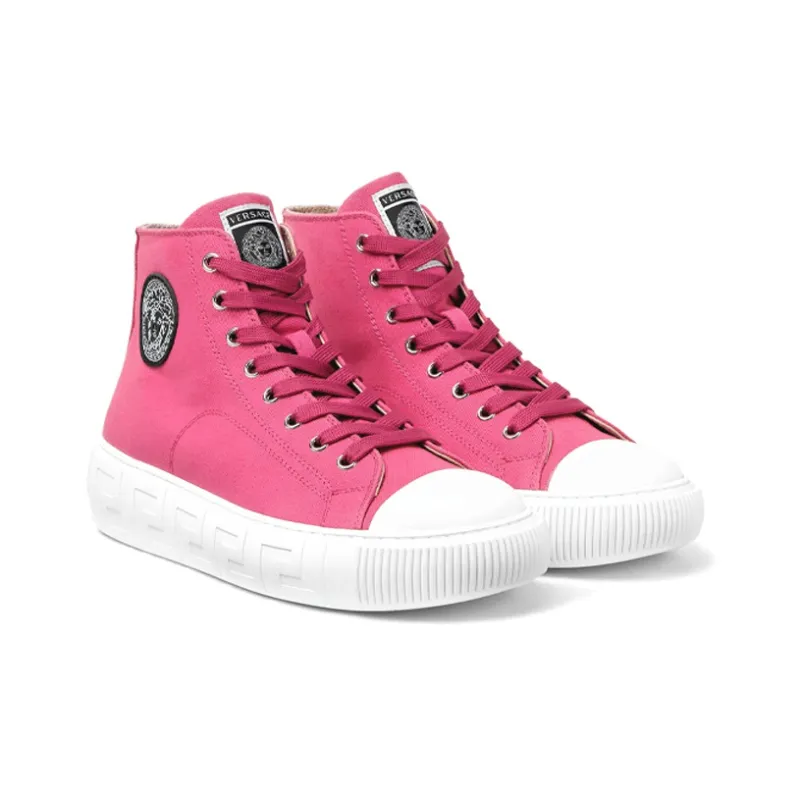 VERSACE Barocco Greca Coverage High-Top Running Shoes Women's Pink-3
