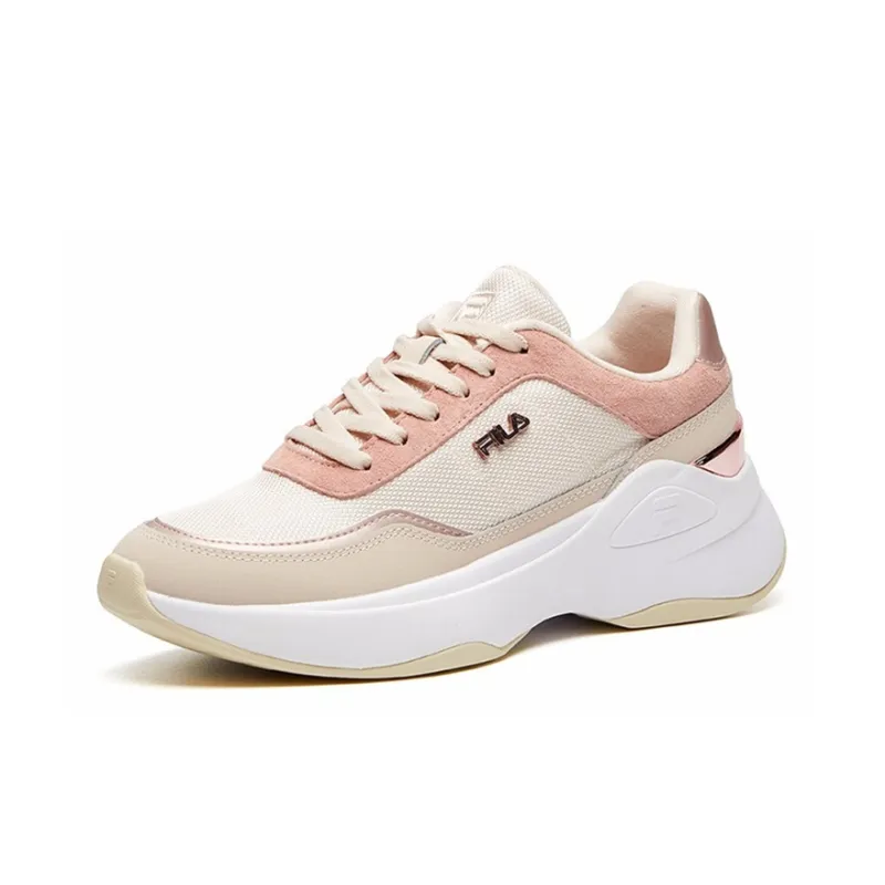 FILA Cushioned Wear Resistant Height Increasing Low Top Casual Shoes Women's Nude Pink-1