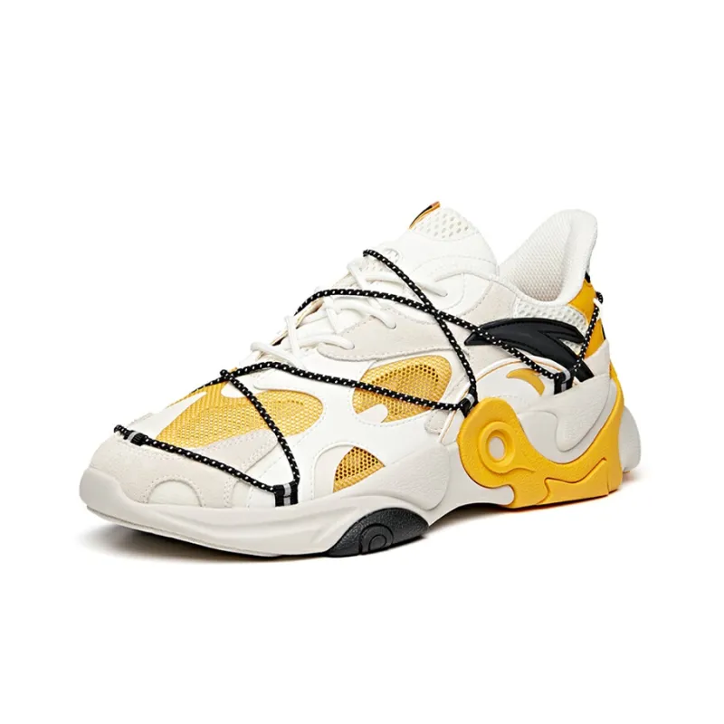 Anta Cushioning Anti Slip And Wear Resistant Balance Low Top Casual Shoes Men's White Yellow-1