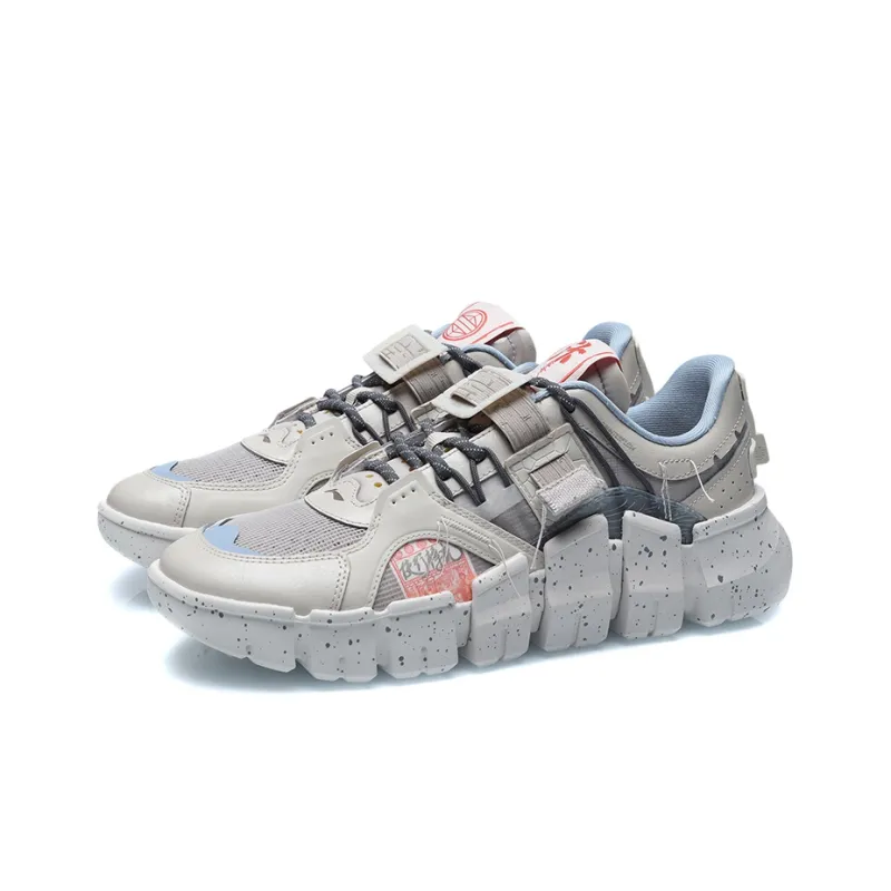 LiNing CF Durable Breathable Lightweight Low Top Casual Shoes Unisex Silver Fish Gray-2