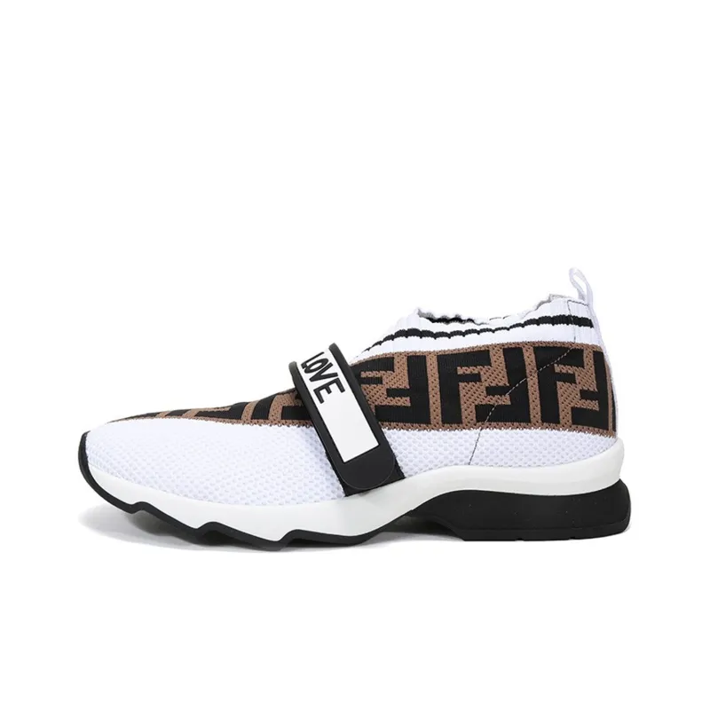 FENDI Women's FF Motif Rockoko Sneaker 'White Brown'-0