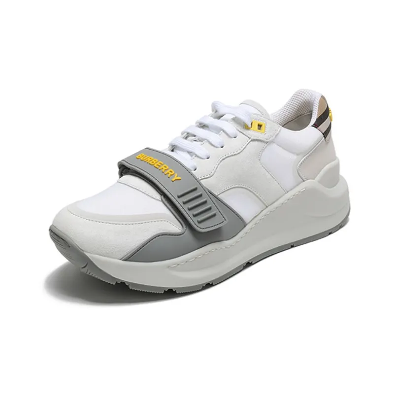 Burberry Vintage Non slip Lightweight Low Top Athletic Shoes Men's White Gray-2