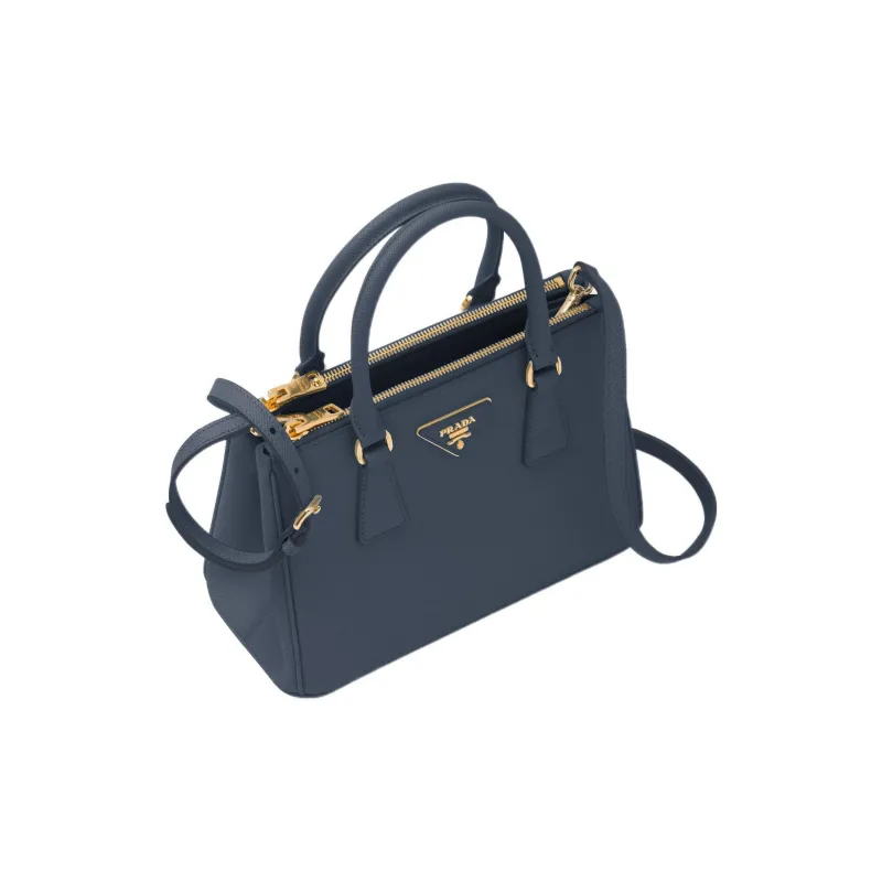 PRADA Galleria Killer Bag Leather Shoulder Bag Crossbody Bag Handbag Small Size Women's Dark Blue-1